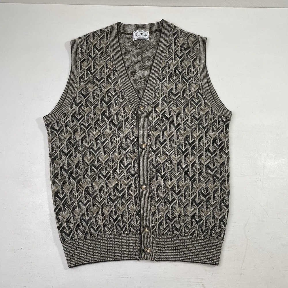 Vintage 90s Wool Blend Knit Sweater Vest Tino Tinti Button Up Academia